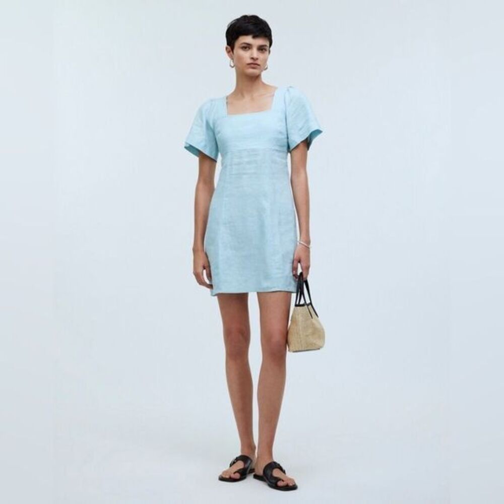 Madewell Square-Neck Mini Dress in 100%‎ Linen Size 8
